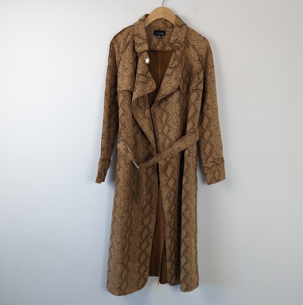 LUCY PARIS Chloe Exotic Snake Print Trench Coat - Extra Small - Chic and Edgy - Picture 3 of 13